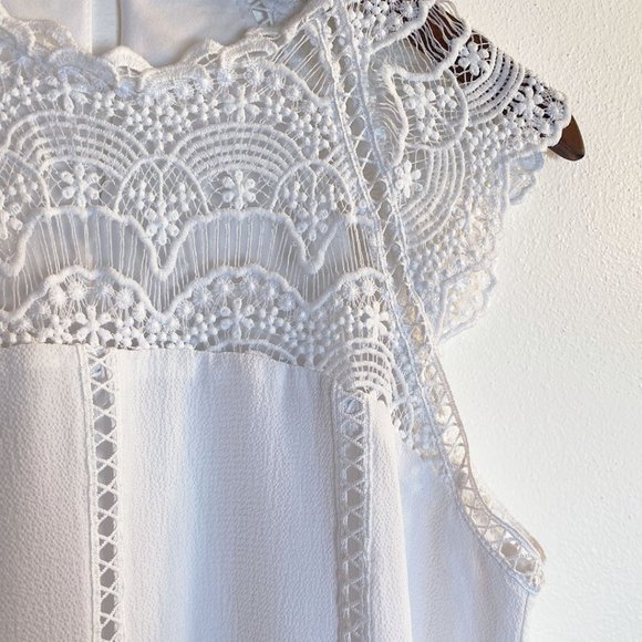 LULU's White Hey Doll Ivory Lace Shift Mini Dress, Medium - Picture 4 of 10